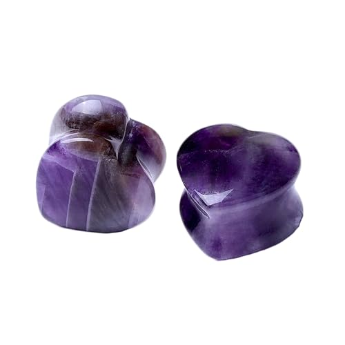 Tolldek 6mm Ohrloch Tunnel 2 Stücke, Herz Stein Tunnel Für Ohrringe, Lila Ohrringe für Männer Frauen Ohr Expander Piercing Schmuck von Tolldek