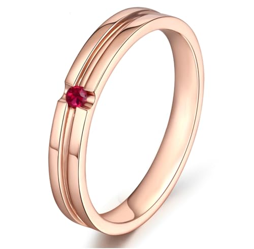 Tolldek 750 Rose Gold Hochzeitsring Echtschmuck, 0.5ct Rot Labor Erstellt Rubin Klassiker Rund Partnerringe 18K Gold Trauringe, Gr.63 (20.1) von Tolldek