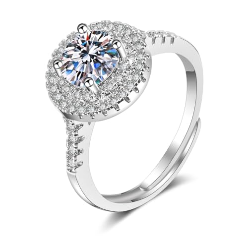 Tolldek 9 Karat Au375 Weißgold Pärchen Ringe, Moissanit 4 Klaue Partnerringe, 9K Gold Hochzeitsring Echtgold Schmuck, 65 (20.7) von Tolldek
