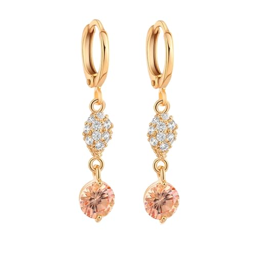 Tolldek 9 Karat Gold 375 Damenohrringe, Gelb Citrin Klassiker Ohrhänger, 9K Gelbgold Ohrringe Boho mit Moissanit Echt Goldschmuck von Tolldek