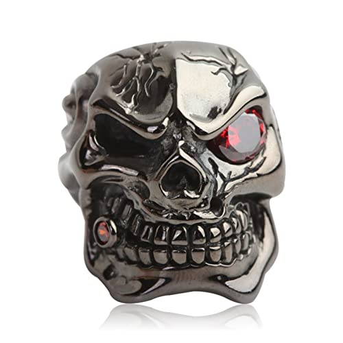 Tolldek 925 Sterlingsilber Eheringe Herren, Schädel Trauringe Zirkonia, Silber S925 Pärchen Ringe Punk Rock, Schwarz, Gr.62 (19.7) von Tolldek