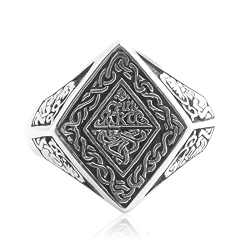 Tolldek 925 Sterlingsilber Freundschaftsringe Herren, Zeichenetring Retro Muster Verlobungsring, Trauringe Punk Rock Silber S925, Gr.61 (19.4) von Tolldek