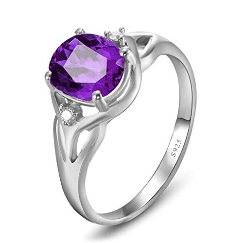 Tolldek 925er Silber Damen Ring Hochzeit, Klassisch mit Lila Zirkonia Partnerringe Sterlingsilber S925, Freundschaftsringe Echt Silber Schmuck Trauringe, Gr.56 (17.8) von Tolldek