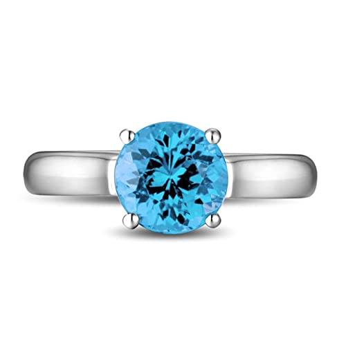 Tolldek 925er Silber Eheringe, Zirkonia Meeresblau Trauringe Sterlingsilber S925, Solitärring Ring Hochzeit Silber Echt Schmuck, Gr. 56 von Tolldek