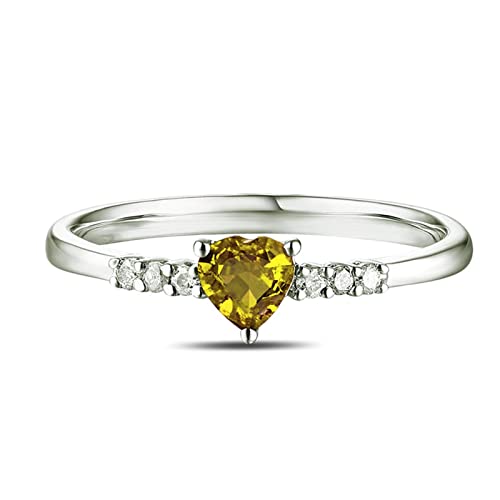 Tolldek 925er Silber Pärchen Ringe, Herz Zirkonia Gelb Partnerringe Sterlingsilber S925, Trauringe Ring Hochzeit Silber Echt Schmuck, Gr. 61 von Tolldek