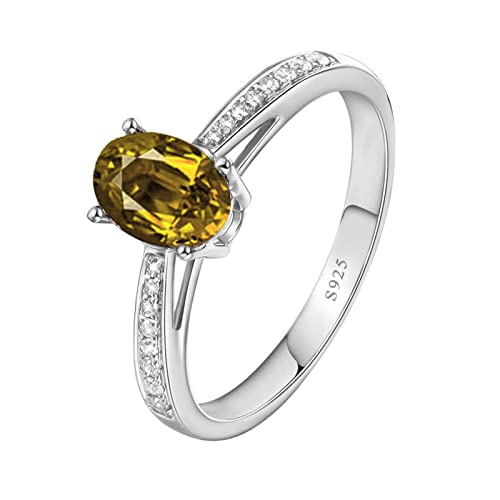 Tolldek 925er Silber Partnerringe, Oval Zirkonia Gelb Trauringe Sterlingsilber S925, Hochzeit Ring Silber 925 Echt Schmuck, Gr. 56 von Tolldek