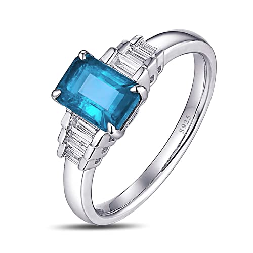 Tolldek 925er Silber Verlobungsring, Quadrat Zirkonia Meeresblau Trauringe Sterlingsilber S925, Pärchen Ringe Ring Hochzeit Vintage Echt Schmuck, Gr. 51 von Tolldek