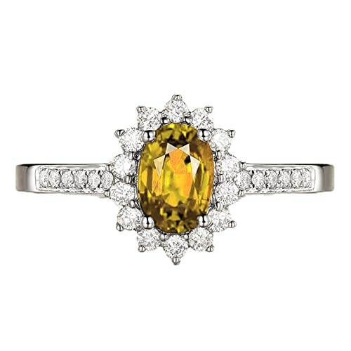 Tolldek 925er Sterling Silber Trauringe, Oval Zirkonia Gelb Pärchen Ringe S925 Sterlingsilber, Freundschaftsringe Hochzeit Ringe Echt Schmuck, Gr. 61 von Tolldek