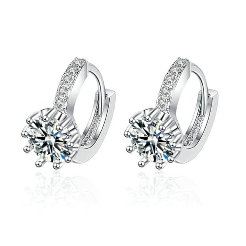 Tolldek 9K Weißgold Ohrringe Damen Echter Schmuck, Moissanit Klassiker Creolen, Au375 Gold Ohrringe Jugendstil mit Moissanit Echter Schmuck von Tolldek