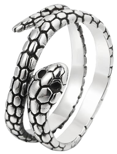 Tolldek Antragsring Edelstahl Herren 15MM, Punk Schlange Trauringe, Verlobungsring Punk Rock, Silber, Gr.60 (19.1) von Tolldek