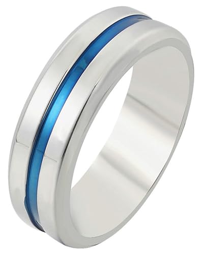 Tolldek Antragsring Edelstahl Herren 7MM, Zwei-Tone 7mm Hochzeitsring, Eheringe Punk Rock, Silber, Gr.57 (18.1) von Tolldek