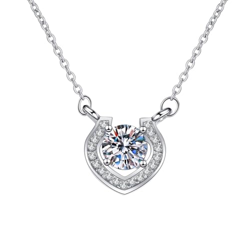 Tolldek Au375 Weißgold Ketten Damen, Labor Erstellt Diamant Hohl Geometrisch Frauen Halskette, 9K Damenkette mit Labor Erstellt Diamant Echtgold Schmuck, 45+5cm von Tolldek