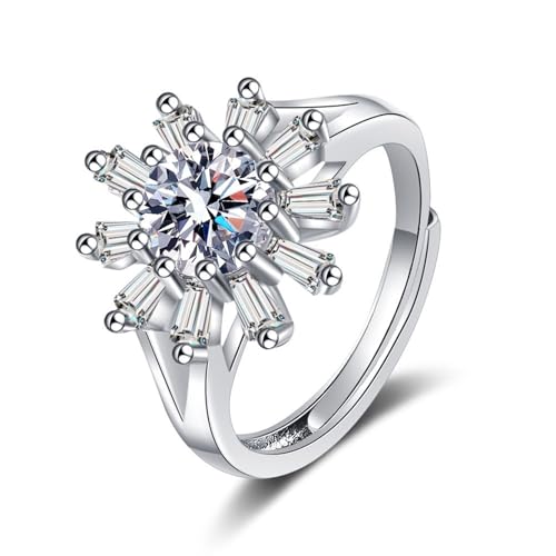 Tolldek Au375 Weißgold Verlobungsring Echt Gold, Labor Erstellt Diamant Blumen Trauringe, 9K Hochzeitsband Echt Gold, 63 (20.1) von Tolldek