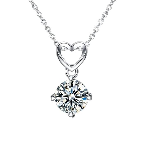 Tolldek Damen Kette Weißgold 18 Karat 750, Labor Erstellt Diamant Hohl Herz Halskette Frauen, Damenkette 18K Gold Echter Schmuck, 45+5cm von Tolldek