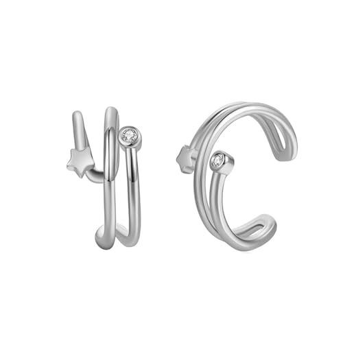 Tolldek Damen Ohrstecker Weißgold 585 14 Karat, Moissanit Stern Ohrklemme, Ohrringe 14K Gold Echtes von Tolldek