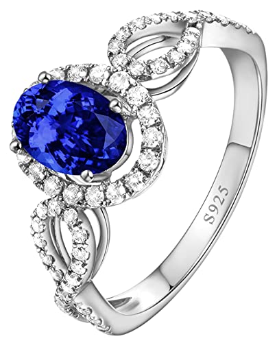 Tolldek Damen Ring Hochzeit 925 Sterlingsilber, Hohl Tropfen Träne mit Blau Zirkonia Trauringe Silber S925, Echter Schmuck Partnerringe Freundschaftsringe, Gr.54 (17.2) von Tolldek