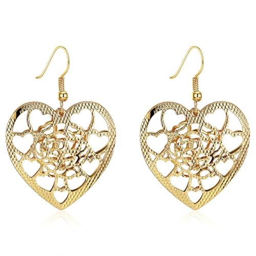Tolldek Damenohrringe 14 Karat Au585 Gelbgold, Herz Blumen Muster Ohrhänger, Ohrringe Damen 14K Gold Echt Goldschmuck Tolldek Damenohrringe 14 Karat Au585 Gelbgold, Herz Blumen Muster Ohrhänger, Ohrringe Damen 14K Gold Echt Goldschmuck von Tolldek