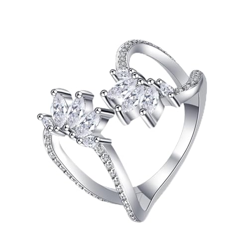 Tolldek Echt Gold Eheringe 14K Weißgold Au585, Labor Erstellt Diamant Breite Trauringe Marquiseschliff, Gold 585 Hochzeitsring, 57 (18.1) von Tolldek