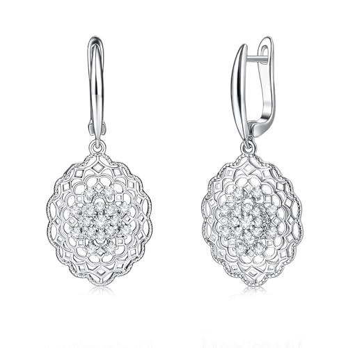 Tolldek Echt Gold Ohrringe Damen 14 Karat 585 Weißgold, Moissanit Blumen Ohrhänger, 14K Gold Schmuck Damen Ohrringe Tolldek Echt Gold Ohrringe Damen 14 Karat 585 Weißgold, Moissanit Blumen Ohrhänger, 14K Gold Schmuck Damen Ohrringe von Tolldek