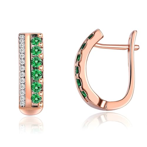 Tolldek Echt Gold Ohrstecker Frauen Rotgold 14 Karat 585, Grün Tsavorite Doppelreihe Creolen, 14K Rosegold Ohrringe Jugendstil Tolldek Echt Gold Ohrstecker Frauen Rotgold 14 Karat 585, Grün Tsavorite Doppelreihe Creolen, 14K Rosegold Ohrringe Jugendstil von Tolldek