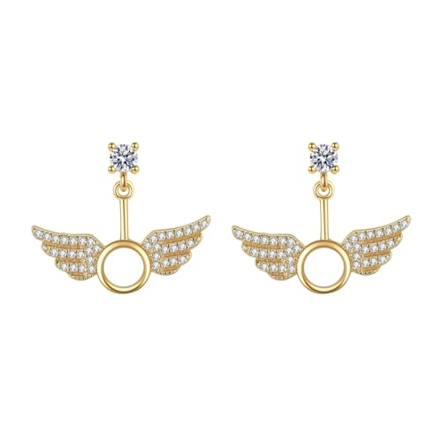 Tolldek Echt Gold Schmuck Ohrstecker Damen Vintage Gelbgold 18K, Moissanit Kreis Flügel Ohrhänger, Au 750 Ohrstecker Damen Tolldek Echt Gold Schmuck Ohrstecker Damen Vintage Gelbgold 18K, Moissanit Kreis Flügel Ohrhänger, Au 750 Ohrstecker Damen von Tolldek