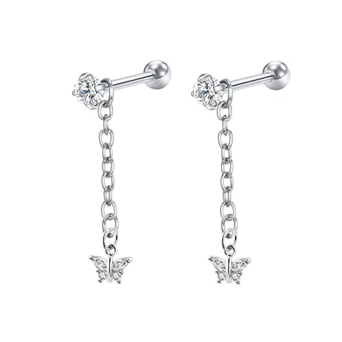 Tolldek Echt Gold Schmuck Ohrstecker Weißgold 14 Karat, Moissanit Kette Schmetterling Ohrhänger, Au585 Gold Ohrstecker Nickelfrei mit Moissanit Tolldek Echt Gold Schmuck Ohrstecker Weißgold 14 Karat, Moissanit Kette Schmetterling Ohrhänger, Au585 Gold Ohrstecker Nickelfrei mit Moissanit von Tolldek