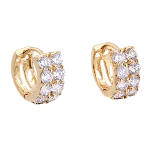 Tolldek Echt Goldschmuck Damenohrringe 9 Karat Au375 Gold, Moissanit Hoop Creole Creolen, 9K Gelbgold Ohrringe Jugendstil von Tolldek