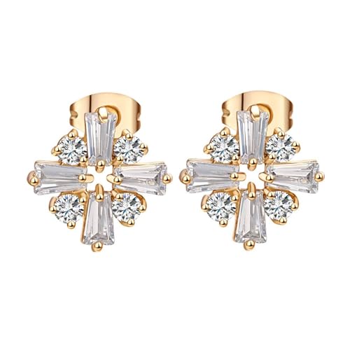 Tolldek Echt Goldschmuck Ohrstecker Damen Vintage Gelbgold Au585 14 Karat, Moissanit Kreuz Blumen Ohrstecker Rechteckschliff, 14K Gold Ohrringe Vintage Tolldek Echt Goldschmuck Ohrstecker Damen Vintage Gelbgold Au585 14 Karat, Moissanit Kreuz Blumen Ohrstecker Rechteckschliff, 14K Gold Ohrringe Vintage von Tolldek