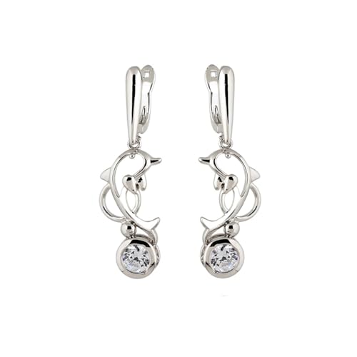 Tolldek Echt Goldschmuck Ohrstecker Damen Vintage Weißgold 585, Moissanit Delfin Ohrhänger, 14K Ohrringe Damen Tolldek Echt Goldschmuck Ohrstecker Damen Vintage Weißgold 585, Moissanit Delfin Ohrhänger, 14K Ohrringe Damen von Tolldek