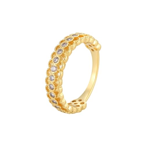 Tolldek Echt Schmuck Verlobungsring Gold 750 18 Karat, Partnerringe Hohl mit Moissanit Rundschliff Weiß, 18K Gelbgold Pärchen Ringe, Gr.47 (15.0) von Tolldek