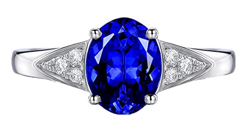 Tolldek Echt Silber Ring Frauen, Klassisch mit Blau Zirkonia Pärchen Ringe Sterlingsilber S925, Freundschaftsringe Echt Silber Schmuck Verlobungsring, Gr.61 (19.4) von Tolldek