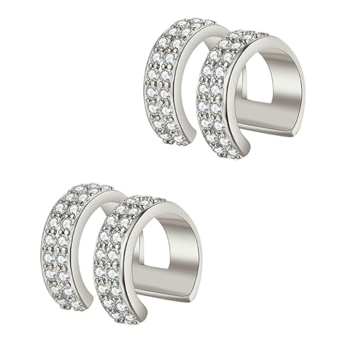 Tolldek Echter Schmuck Damenohrringe Weißgold 18K 750, Moissanit Doppelte Reihe Steinen Ohrklemme, Au750 Gold Damen Ohrstecker Tolldek Echter Schmuck Damenohrringe Weißgold 18K 750, Moissanit Doppelte Reihe Steinen Ohrklemme, Au750 Gold Damen Ohrstecker von Tolldek