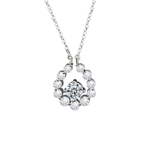 Tolldek Echtes Damen Halsketten Modern Weißgold Au375, Damenkette Anhänger Klassiker mit Moissanit Rundschliff Weiß, 9K Kette Frauen, 40+5 von Tolldek