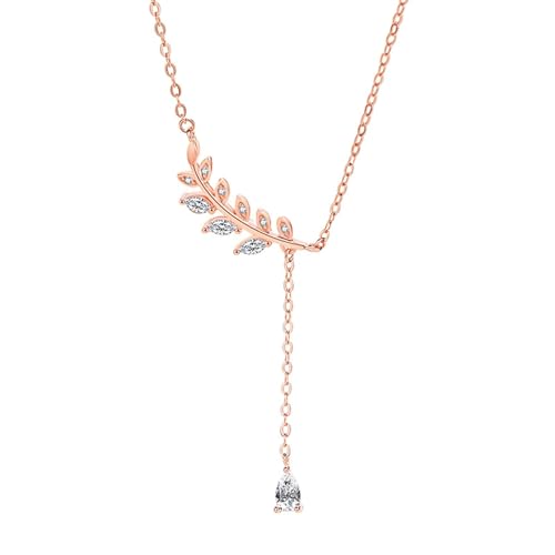 Tolldek Echtes Damen Halsketten Rotgold Au375, Damenkette Anhänger Weizen 4MM Quaste Kette mit Moissanit Marquiseschliff Weiß, 9K Gold Kette Frauen, 40+5 von Tolldek