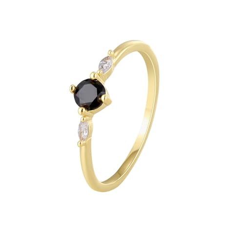 Tolldek Echtes Eheringe Gold 14K 585, Trauringe Klassiker mit Onyx Rundschliff Schwarz, Gelbgold Au585 Freundschaftsringe, Gr.56 (17.8) von Tolldek