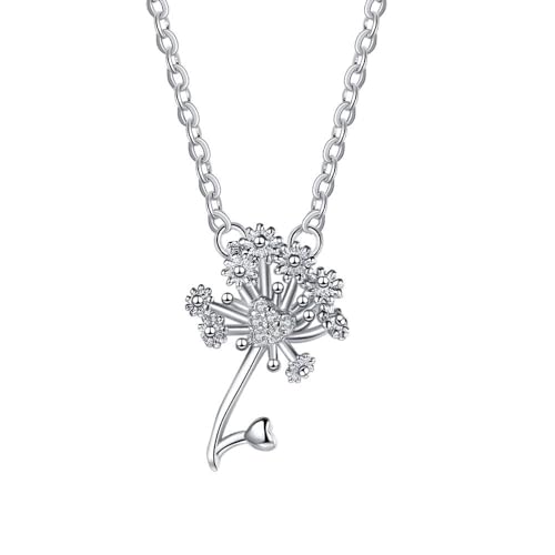 Tolldek Echtgold Schmuck Halskette Damen Hochzeit Weißgold Au750 18K, Labor Erstellt Diamant Blumen Herz Frau Ketten, Gold 750 Damenkette, 45+5cm von Tolldek