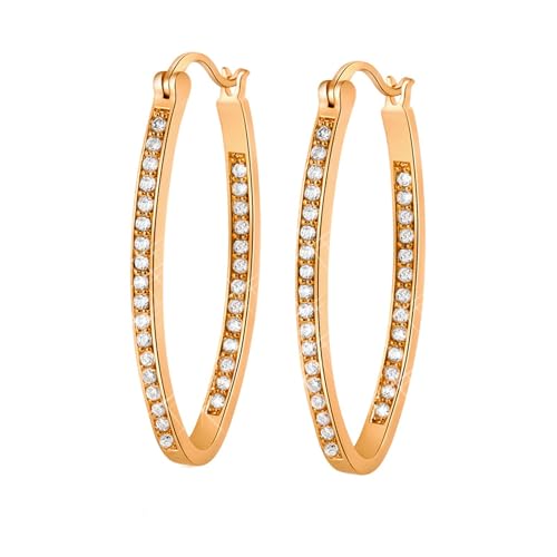 Tolldek Echtgold Schmuck Schmuck Damen Ohrringe Gelbgold Au585 14 Karat, Moissanit Groß Kreis Creolen, 14K Gold Ohrringe Vintage von Tolldek
