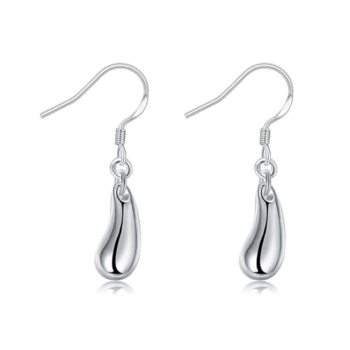 Tolldek Echtschmuck Damenohrringe 9 Karat 375 Weißgold, Wassertropfen Ohrhänger, 9K Gold Ohrstecker Mädchen von Tolldek