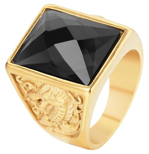 Tolldek Edelstahl Eheringe Herren, Drachen Phönix Hochzeitsring Zirkonia, Hochzeitsband Punk Rock, Schwarz, Gr.62 (19.7) von Tolldek