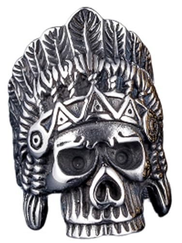 Tolldek Edelstahl Eheringe Herren, Indian Chief Partnerringe, Hochzeitsring Punk Rock, Silber, Gr.70 (22.3) von Tolldek