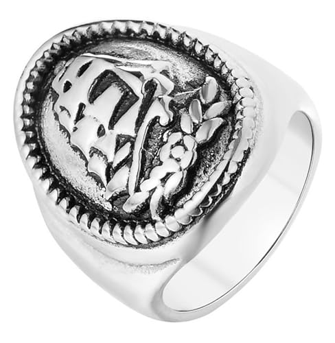 Tolldek Edelstahl Eheringe Herren 22MM, Siegelring Graviert Segelboot Pärchen Ringe, Ring Punk Rock, Silber, Gr.57 (18.1) von Tolldek