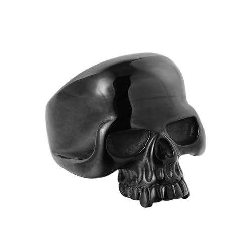 Tolldek Edelstahl Eheringe Herren 26MM, Schwarz Punk Rock Schädel Verlobungsring, Trauringe Punk Rock, Schwarz, Gr.54 (17.2) von Tolldek
