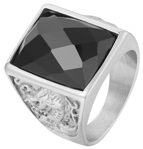 Tolldek Edelstahl Freundschaftsringe Herren 19MM, Drachen Muster Partnerringe Zirkonia, Pärchen Ringe Punk Rock, Schwarz, Gr.65 (20.7) von Tolldek