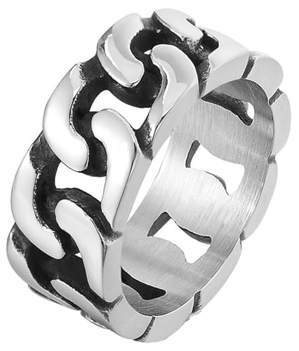 Tolldek Edelstahl Hochzeitsband Herren, Punk Kette Pärchen Ringe, Pärchen Ringe Punk Rock, Groß, Gr.62 (19.7) von Tolldek