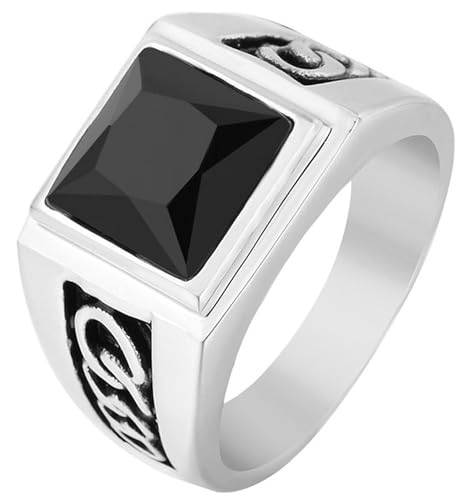 Tolldek Edelstahl Hochzeitsring Herren 13MM, Klassiker Antragsring Zirkonia, Verlobungsring Punk Rock, Silber, Gr.60 (19.1) von Tolldek