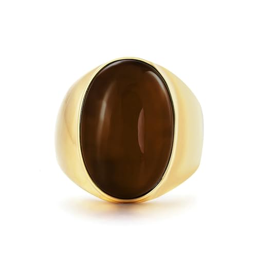 Tolldek Edelstahl Hochzeitsring Herren 23MM, mit Kaffee Katzenauge Eheringe, Pärchen Ringe Punk Rock, Kaffee, Gr.67 (21.3) von Tolldek