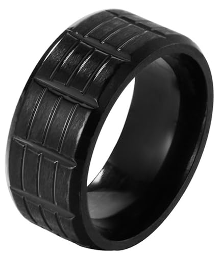 Tolldek Edelstahl Hochzeitsring Herren 9MM, Schwarz Reifen Form Eheringe, Trauringe Punk Rock, Schwarz, Gr.65 (20.7) von Tolldek