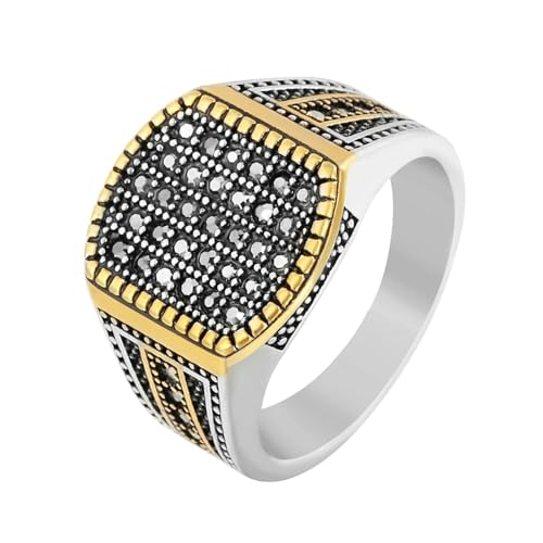Tolldek Edelstahl Pärchen Ringe Herren 17MM, Glatt Eheringe Zirkonia, Ring Punk Rock, Gold, Gr.67 (21.3) von Tolldek