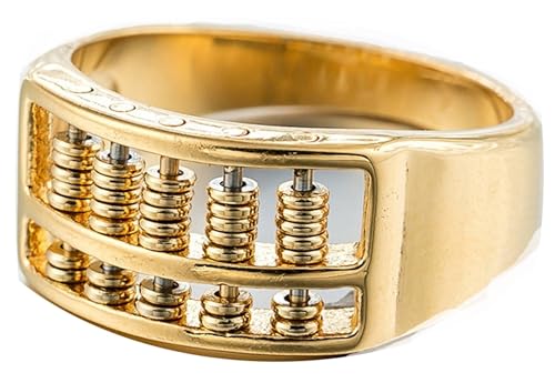 Tolldek Edelstahl Pärchen Ringe Herren 9.5MM, Retro Abakus Partnerringe, Verlobungsring Punk Rock, Gold, Gr.57 (18.1) von Tolldek
