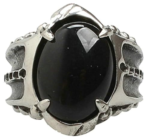 Tolldek Edelstahl Partnerringe Herren 21MM, Drachenklaue mit Oval Stein Freundschaftsringe, Ring Punk Rock, Schwarz, Gr.60 (19.1) von Tolldek